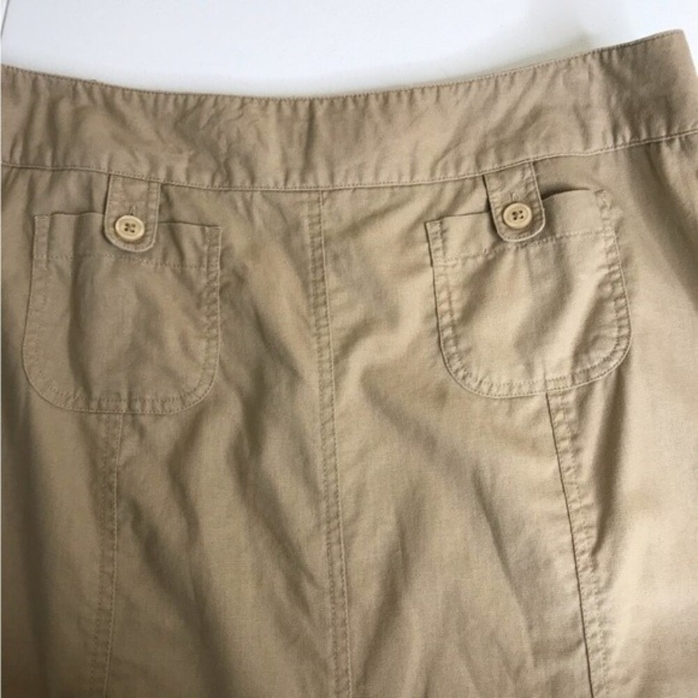 Cato Linen Blend Tan Gored Panel A Line Midi Skirt Womens Size 14 Lagenlook Boho - Picture 4 of 12
